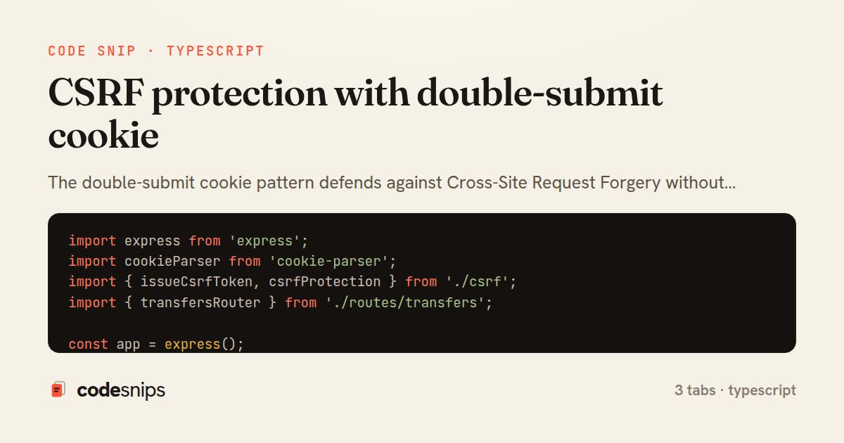 CSRF protection with double-submit cookie — share card