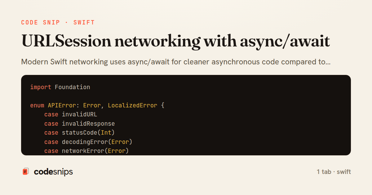 URLSession networking with async/await — share card