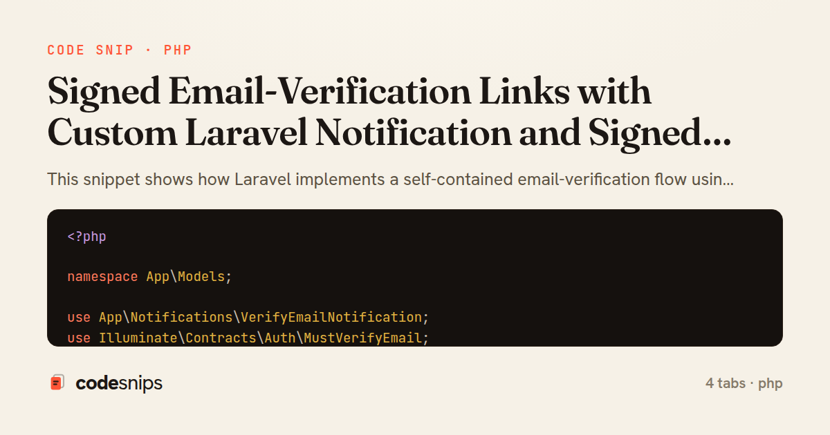 Signed Email-Verification Links with Custom Laravel Notification and Signed Routes — share card