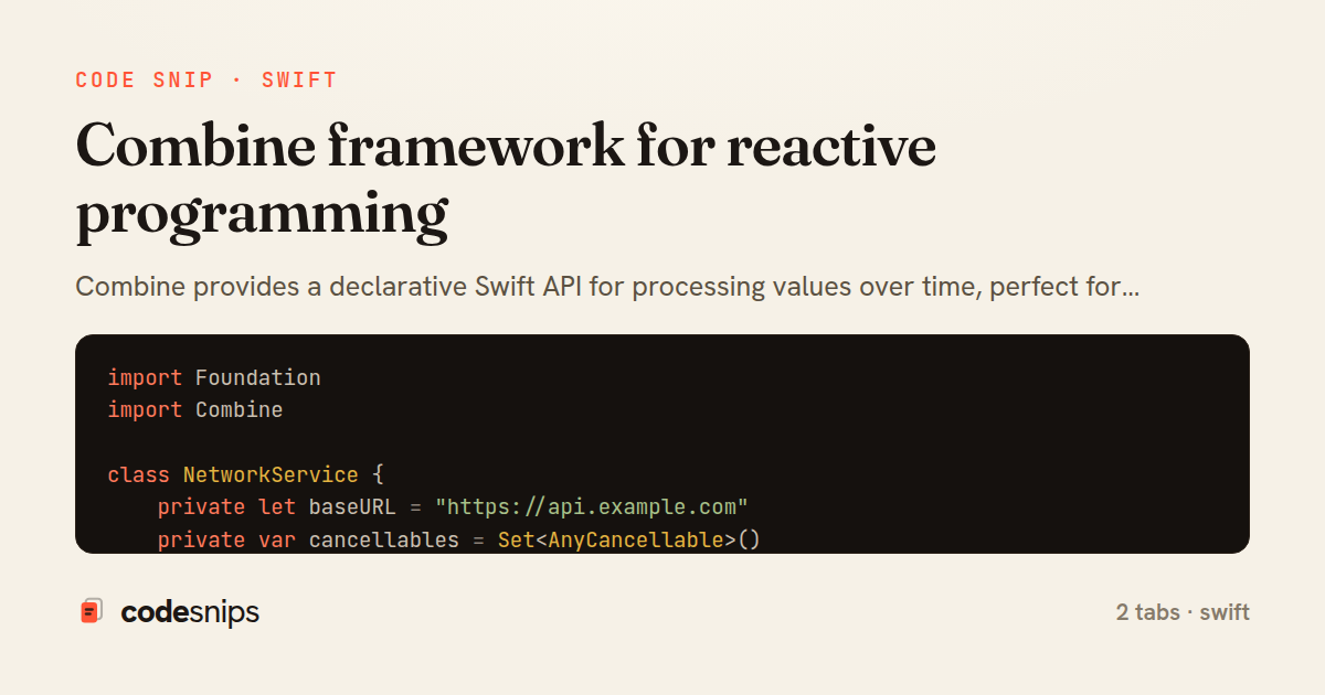 Combine framework for reactive programming — share card