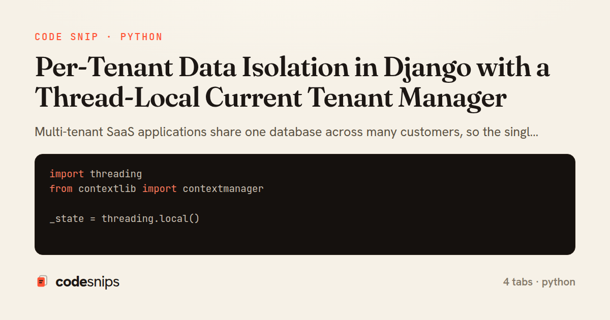 Per-Tenant Data Isolation in Django with a Thread-Local Current Tenant Manager — share card