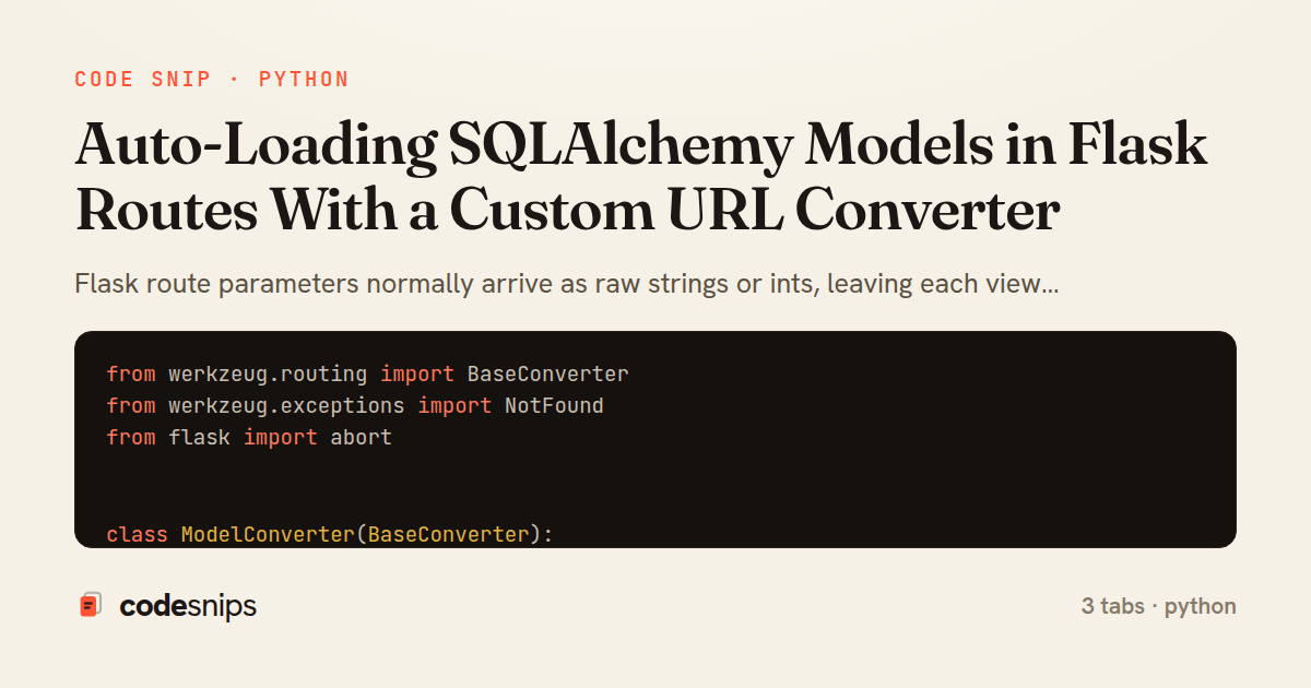 Auto-Loading SQLAlchemy Models in Flask Routes With a Custom URL Converter — share card