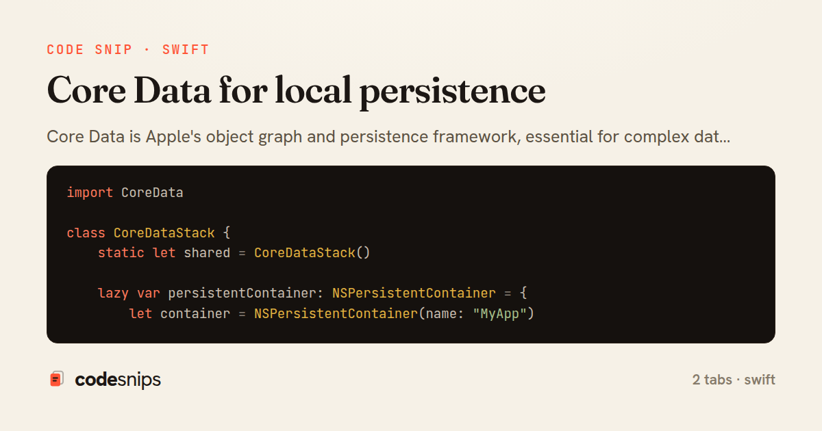 Core Data for local persistence — share card