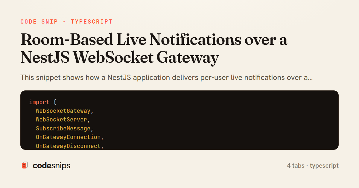 Room-Based Live Notifications over a NestJS WebSocket Gateway — share card