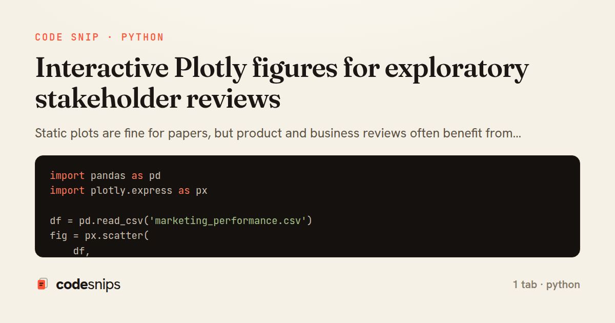Interactive Plotly figures for exploratory stakeholder reviews — share card
