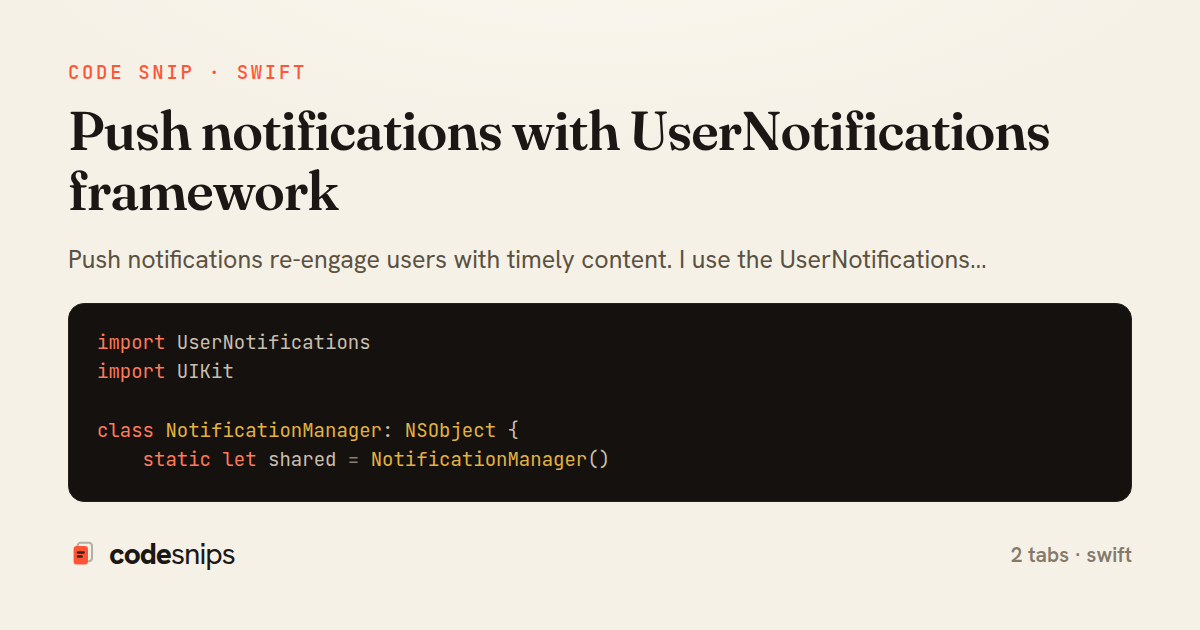 Push notifications with UserNotifications framework — share card