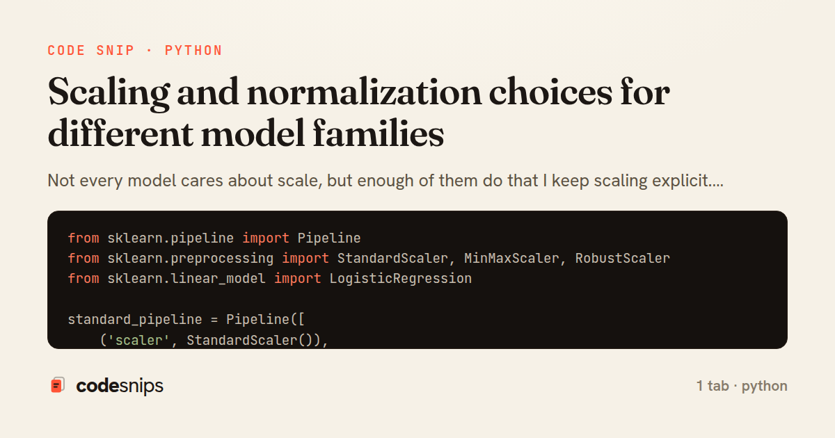 Scaling and normalization choices for different model families — share card