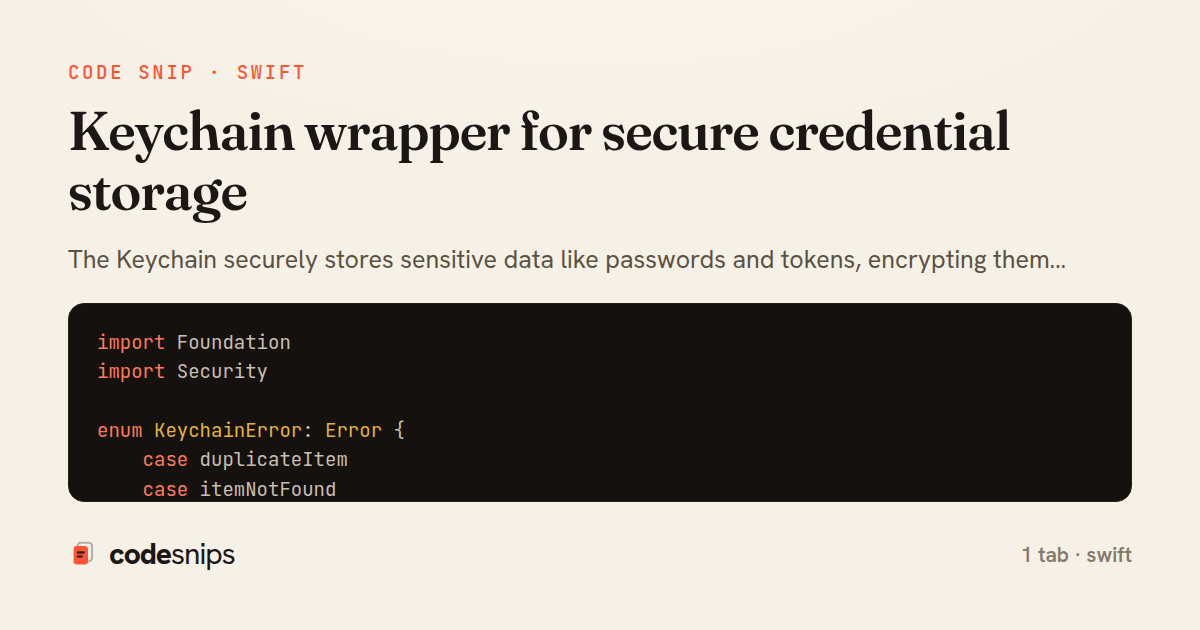 Keychain wrapper for secure credential storage — share card