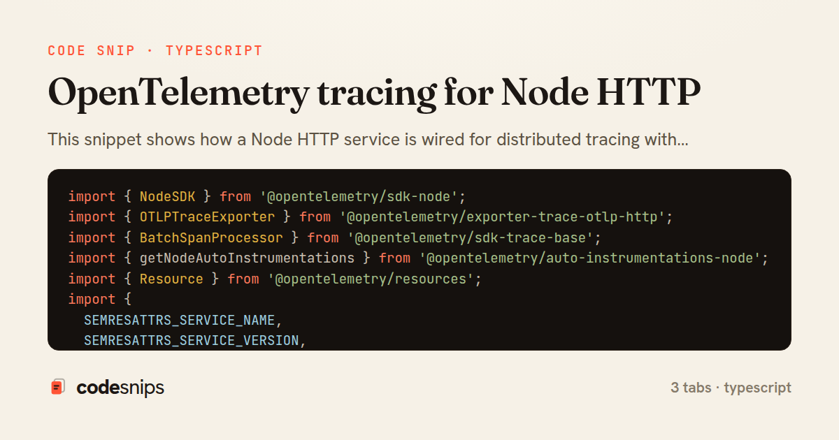 OpenTelemetry tracing for Node HTTP — share card