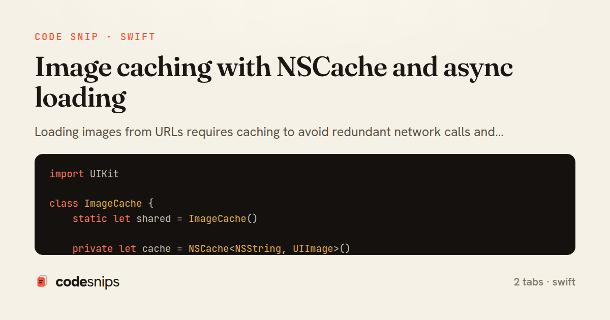 Image caching with NSCache and async loading — share card