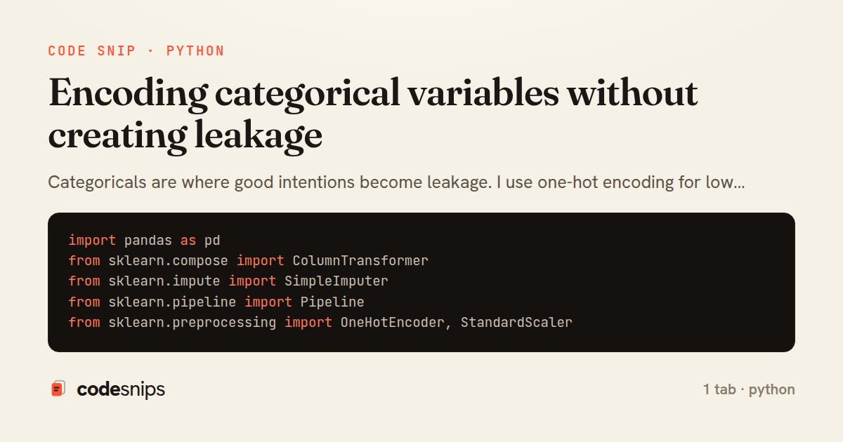 Encoding categorical variables without creating leakage — share card