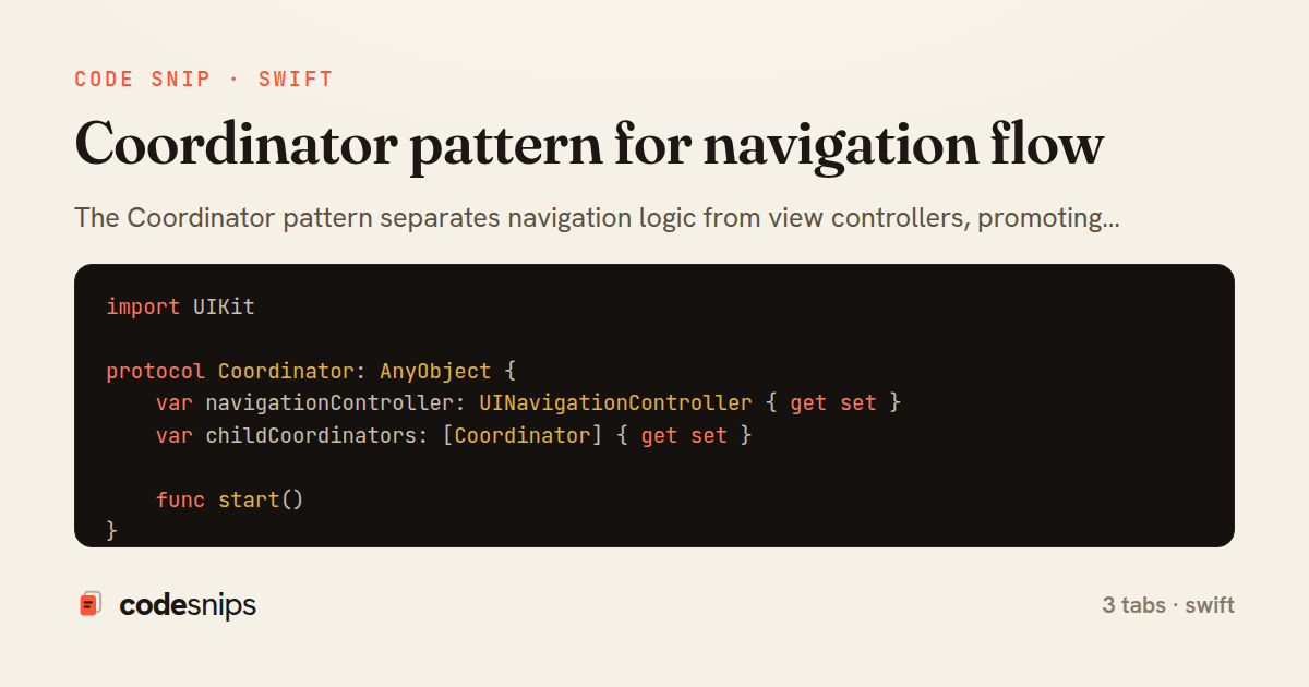 Coordinator pattern for navigation flow — share card
