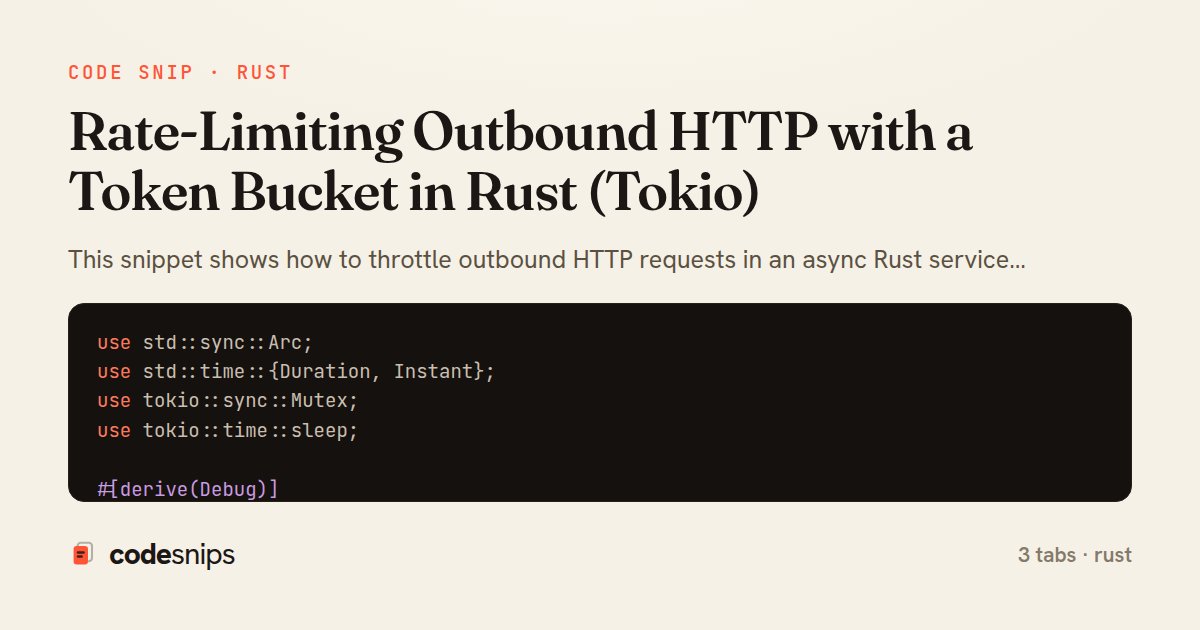 Rate-Limiting Outbound HTTP with a Token Bucket in Rust (Tokio) — share card