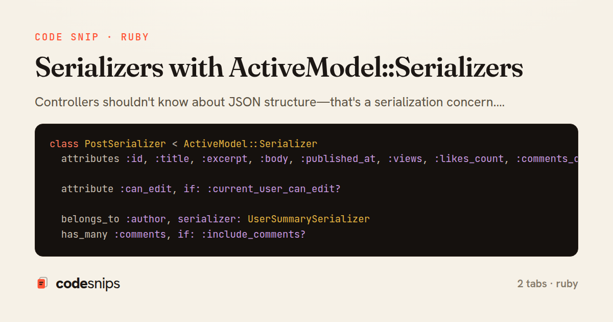 Serializers with ActiveModel::Serializers — share card
