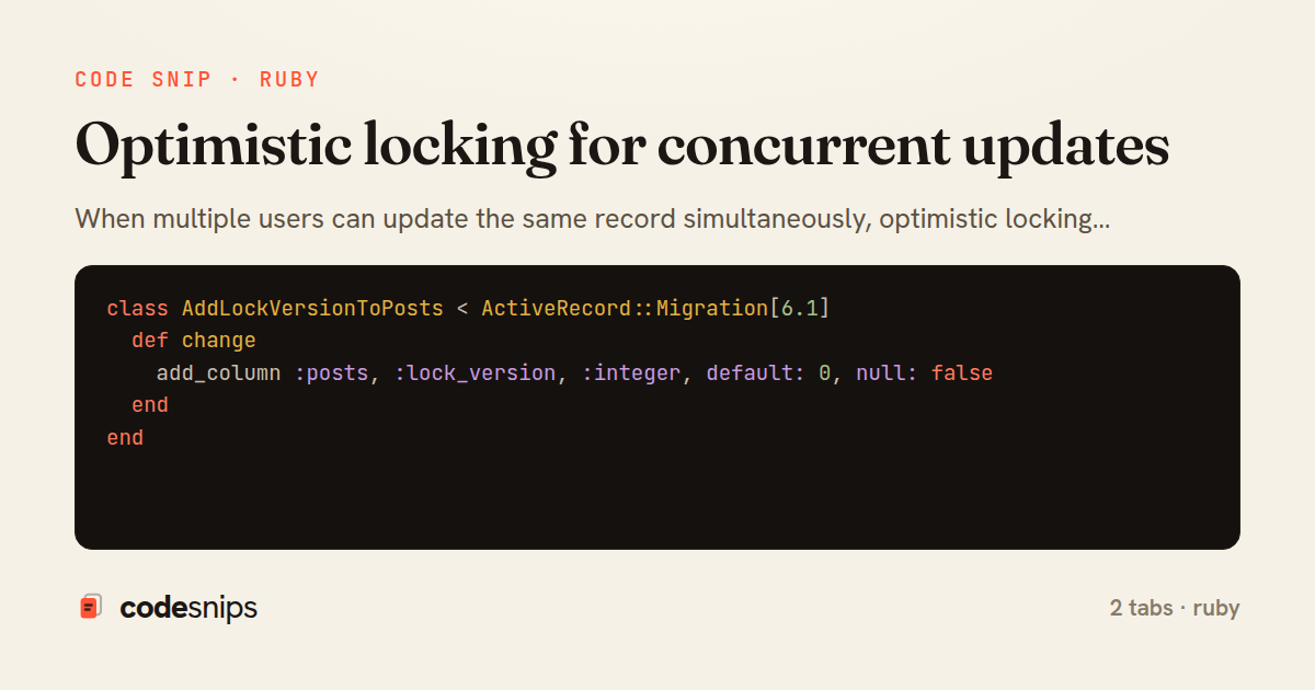 Optimistic locking for concurrent updates — share card