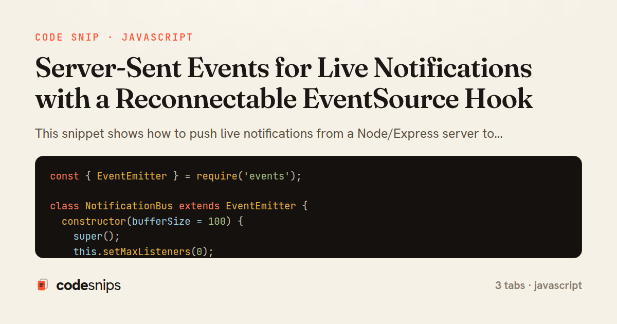 Server-Sent Events for Live Notifications with a Reconnectable EventSource Hook — share card