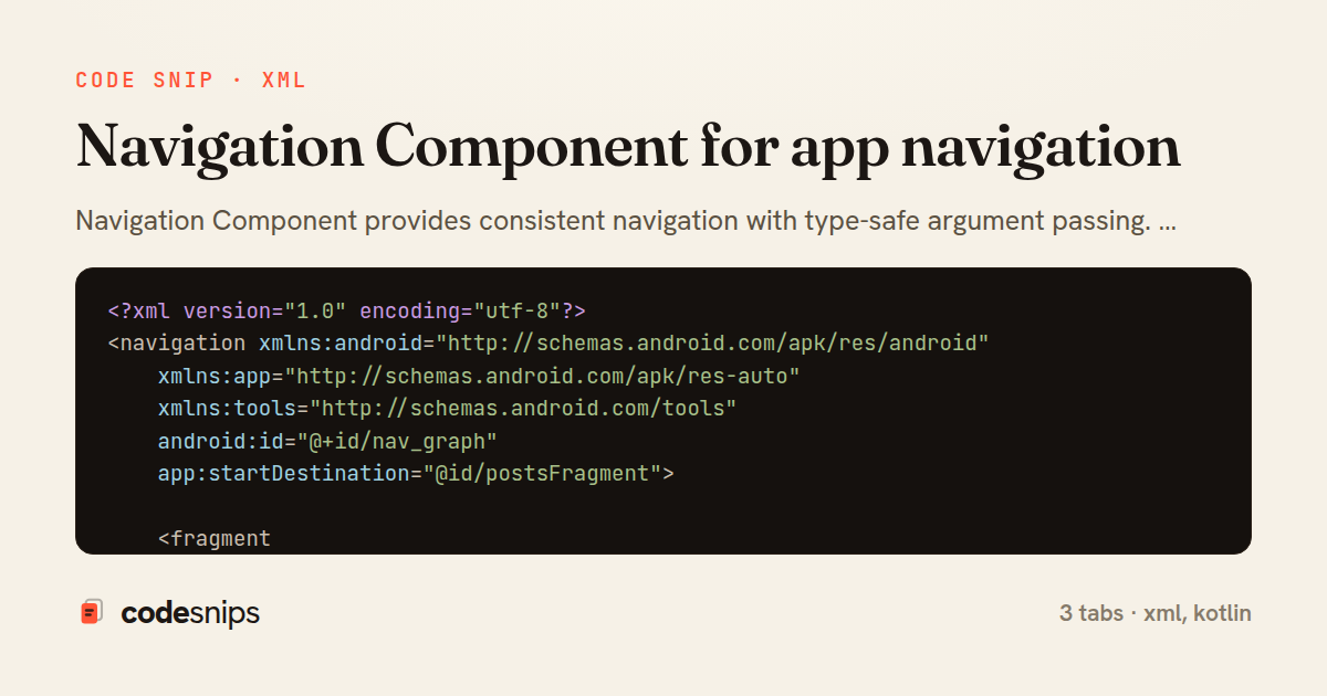 Navigation Component for app navigation — share card