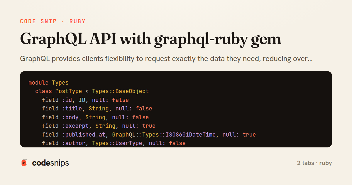 GraphQL API with graphql-ruby gem — share card