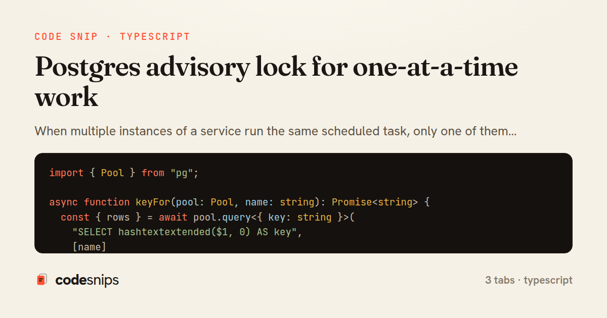 Postgres advisory lock for one-at-a-time work — share card