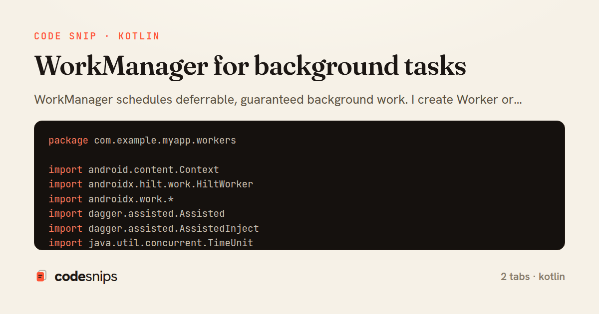 WorkManager for background tasks — share card