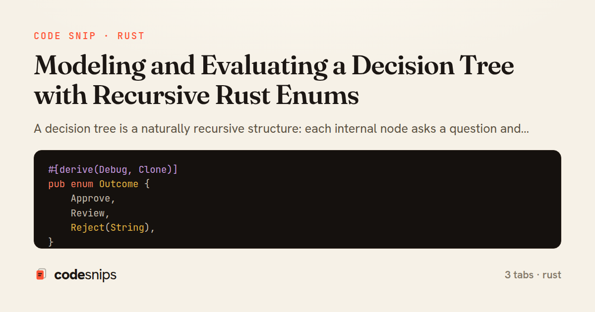 Modeling and Evaluating a Decision Tree with Recursive Rust Enums — share card