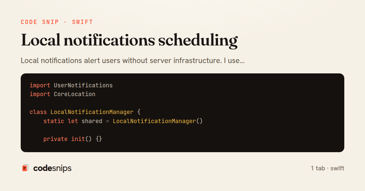 Local notifications scheduling — share card