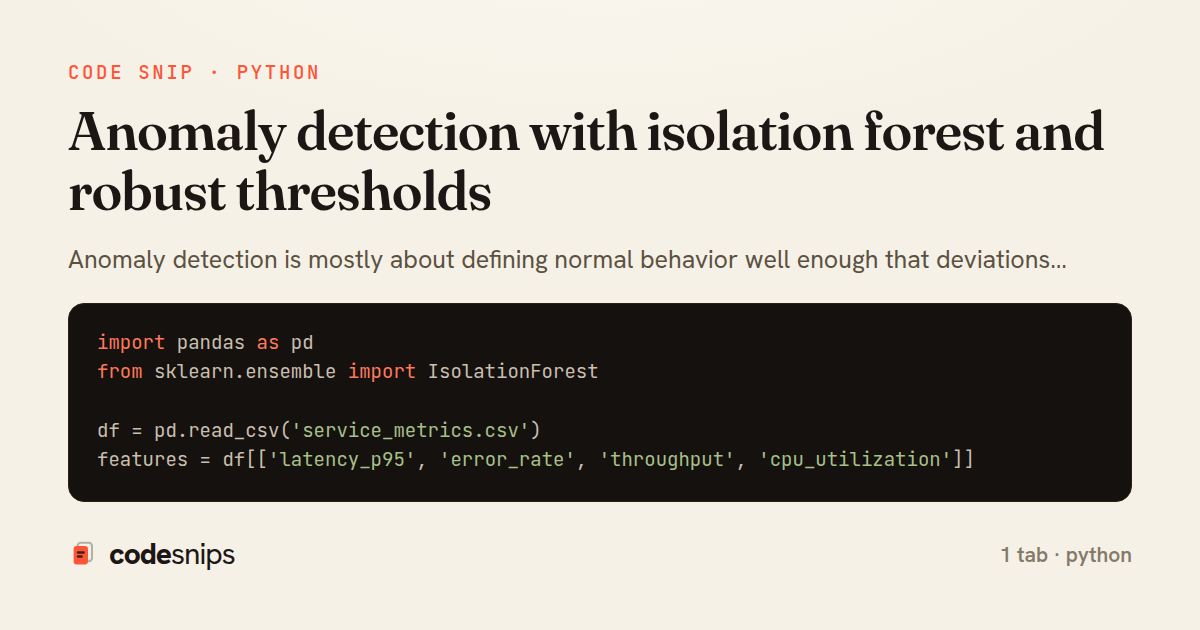 Anomaly detection with isolation forest and robust thresholds — share card