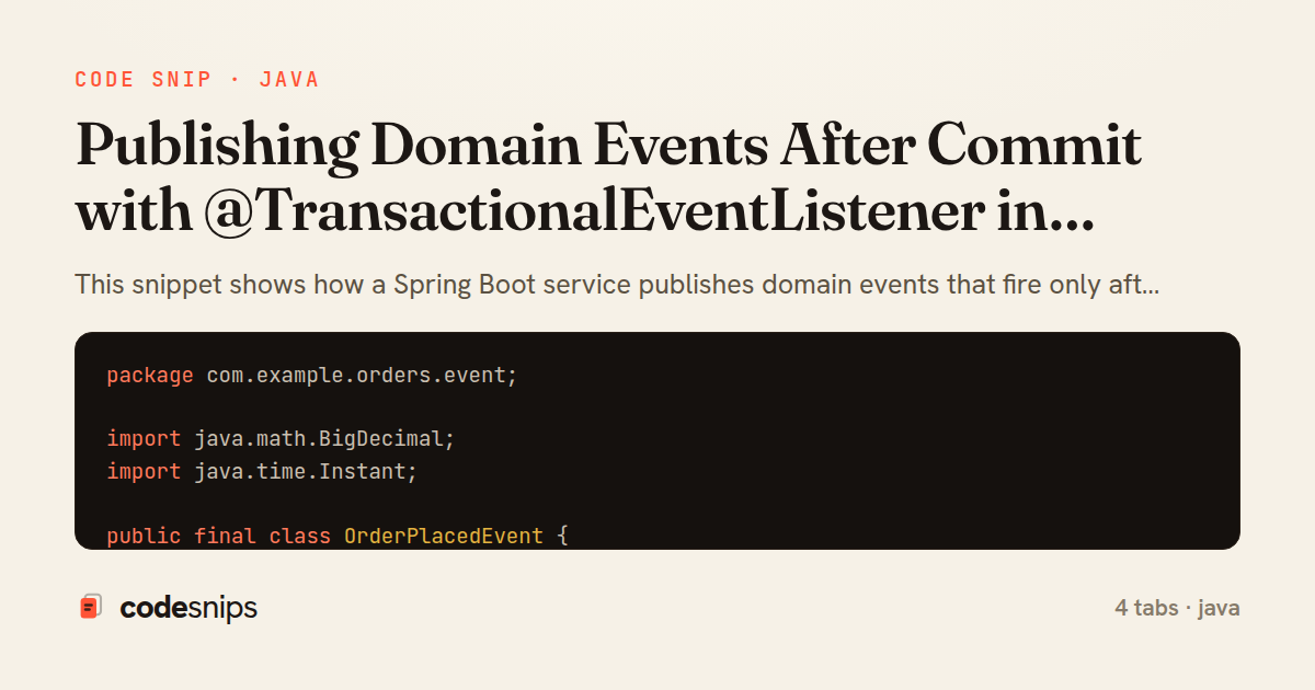 Publishing Domain Events After Commit with @TransactionalEventListener in Spring Boot — share card