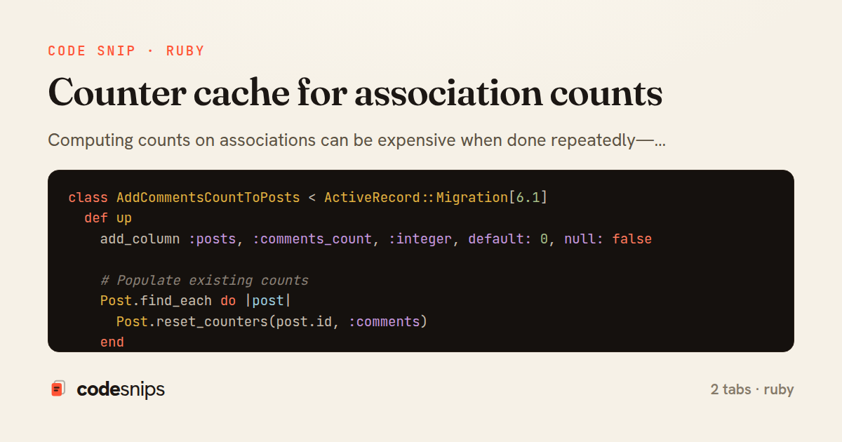 Counter cache for association counts — share card