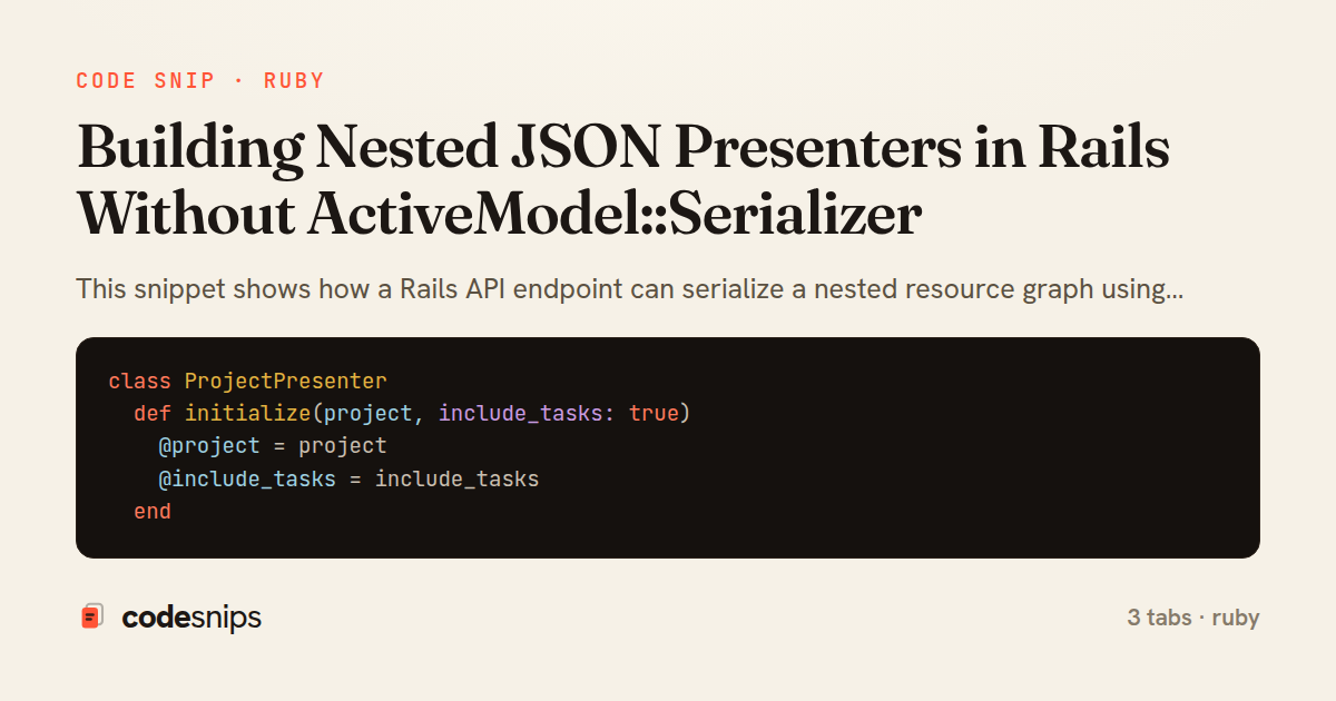 Building Nested JSON Presenters in Rails Without ActiveModel::Serializer — share card