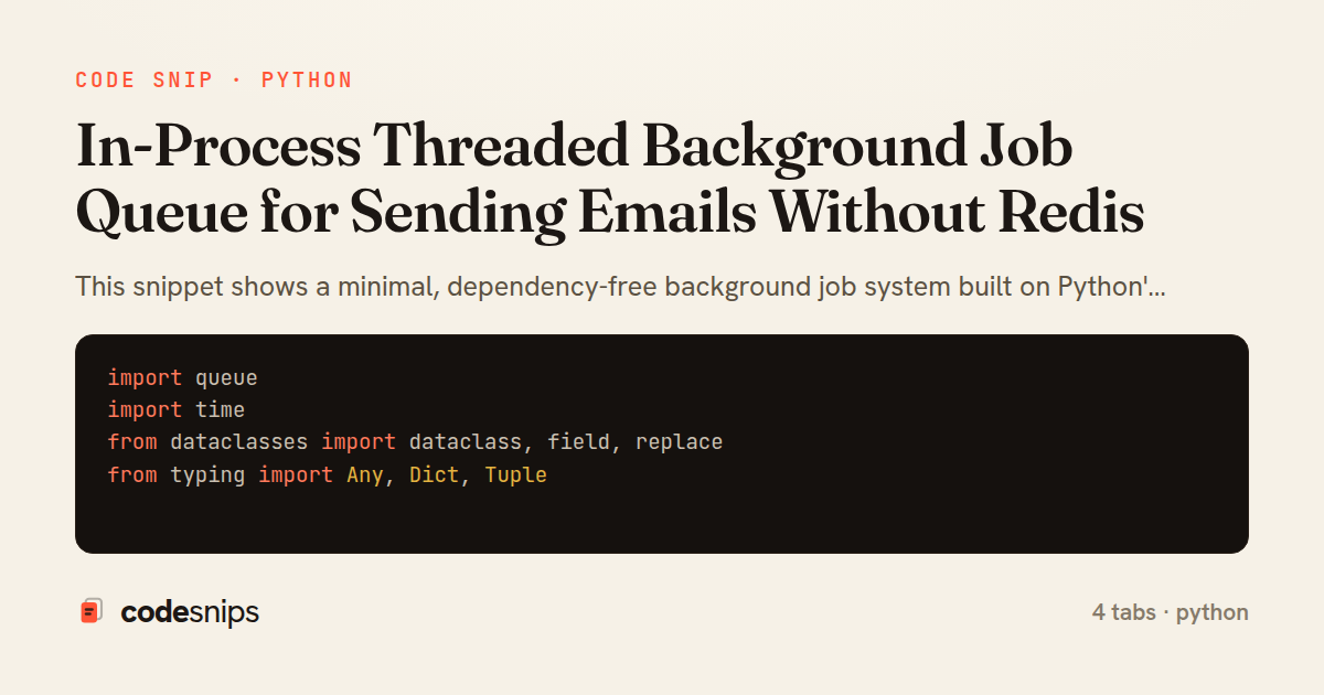 In-Process Threaded Background Job Queue for Sending Emails Without Redis — share card
