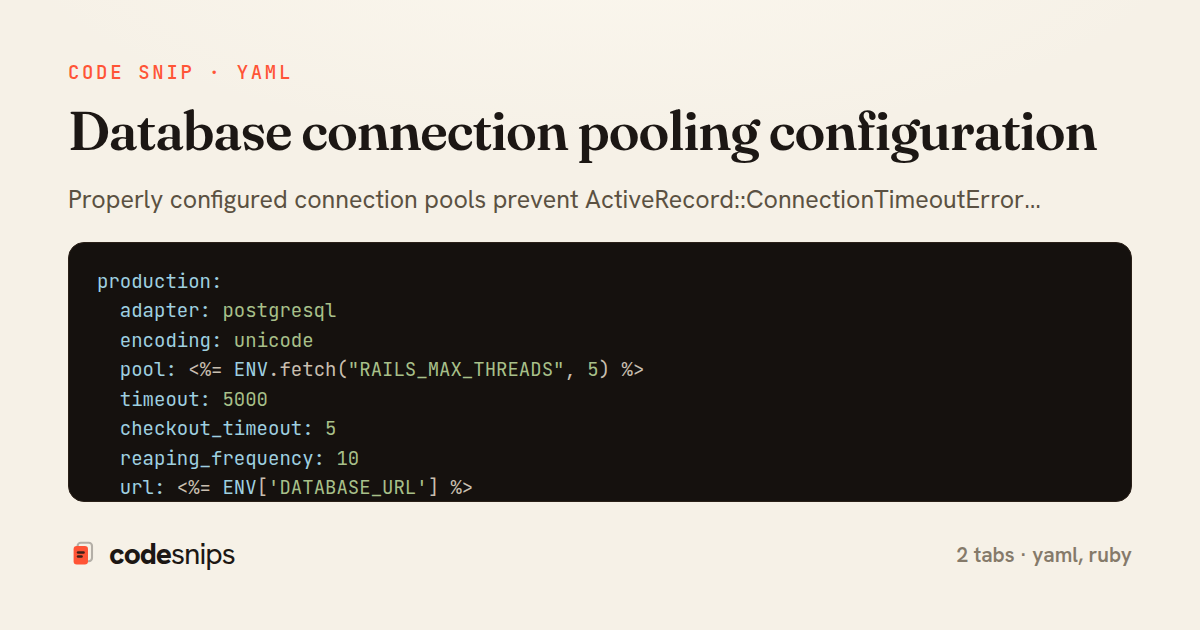 Database connection pooling configuration — share card