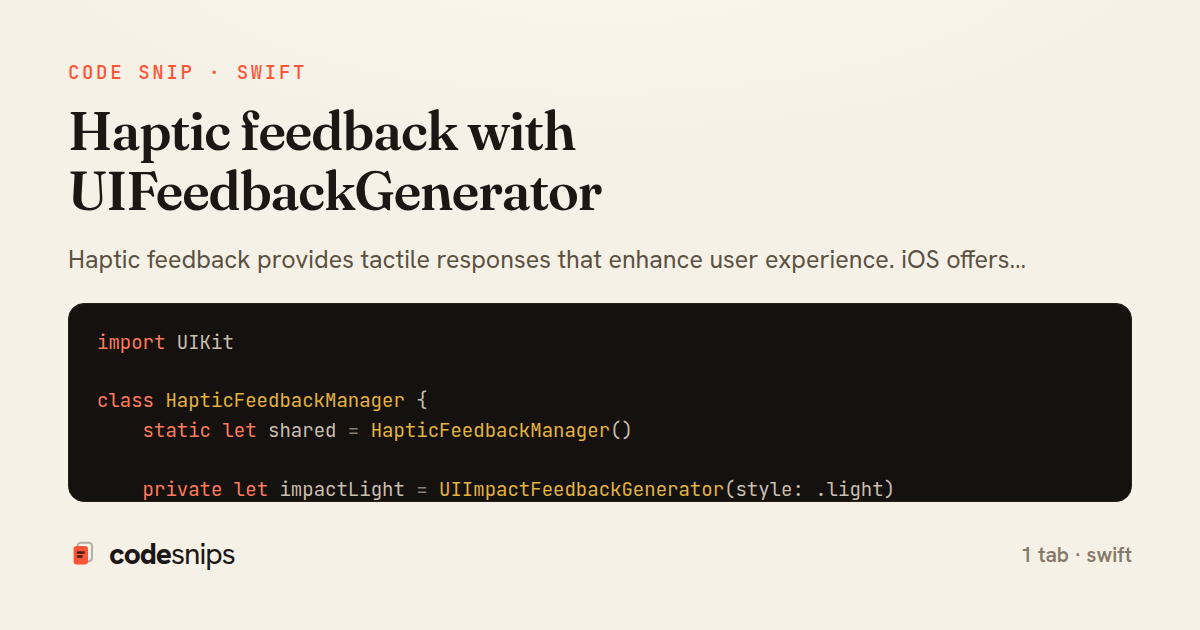 Haptic feedback with UIFeedbackGenerator — share card