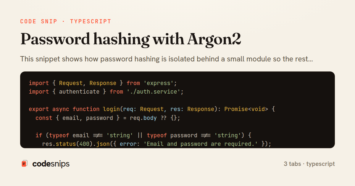 Password hashing with Argon2 — share card