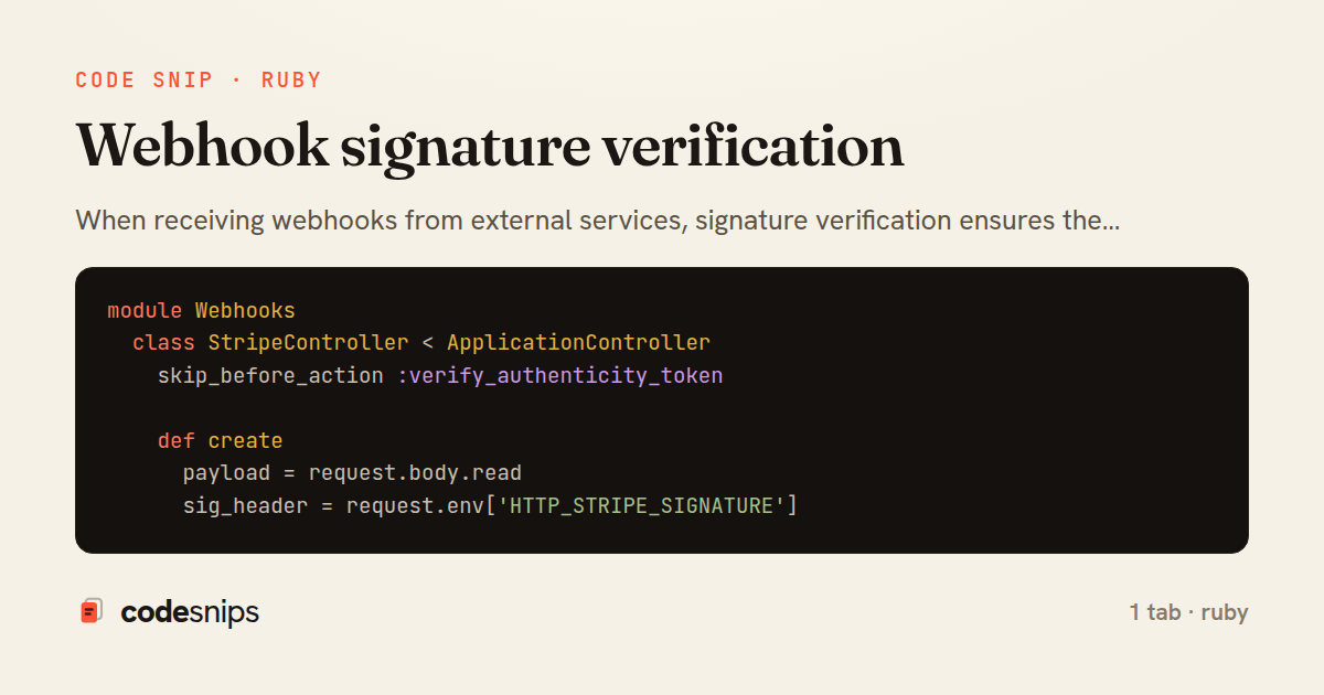 Webhook signature verification — share card