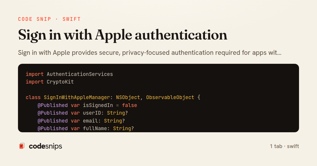 Sign in with Apple authentication — share card
