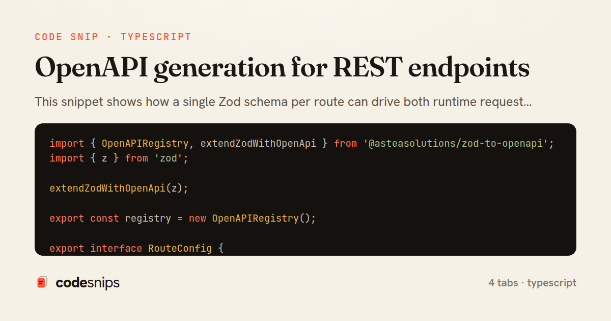 OpenAPI generation for REST endpoints — share card