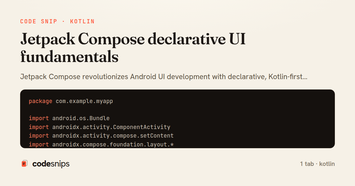 Jetpack Compose declarative UI fundamentals — share card