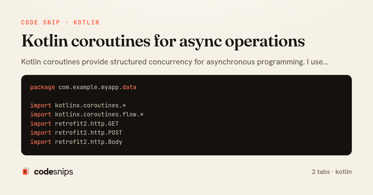 Kotlin coroutines for async operations — share card