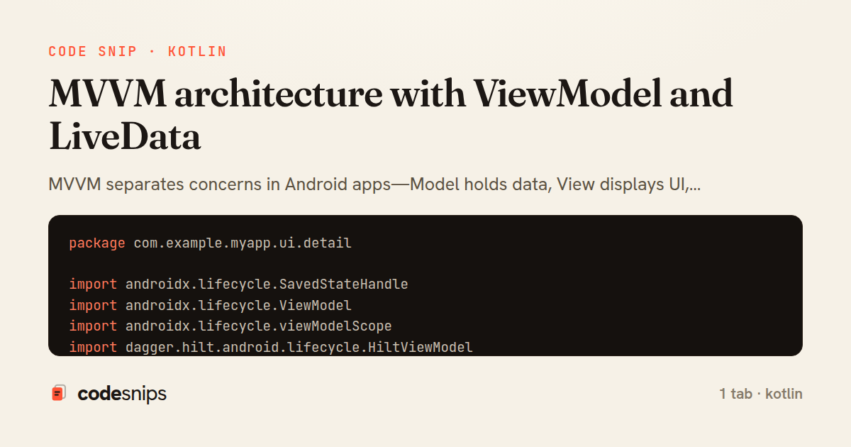 MVVM architecture with ViewModel and LiveData — share card