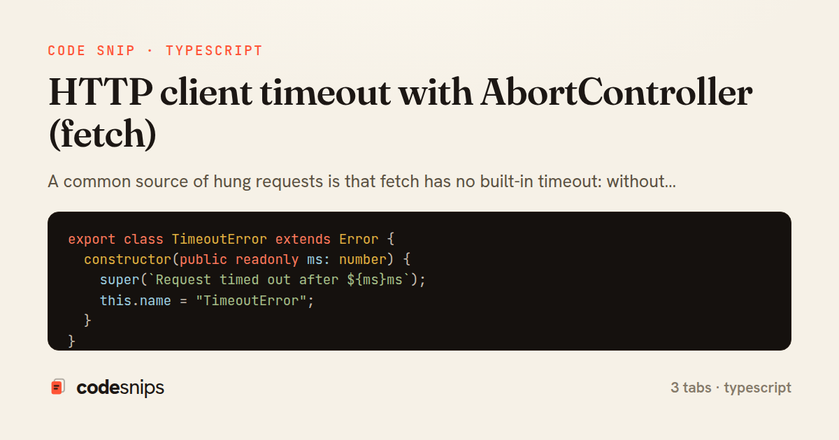 HTTP client timeout with AbortController (fetch) — share card