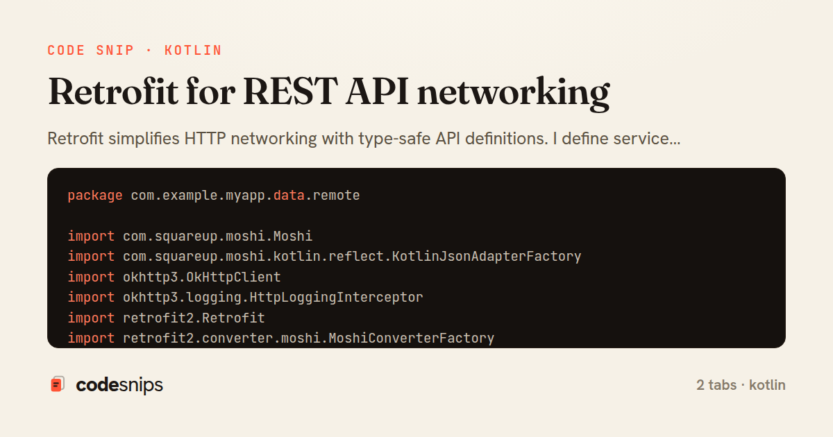 Retrofit for REST API networking — share card