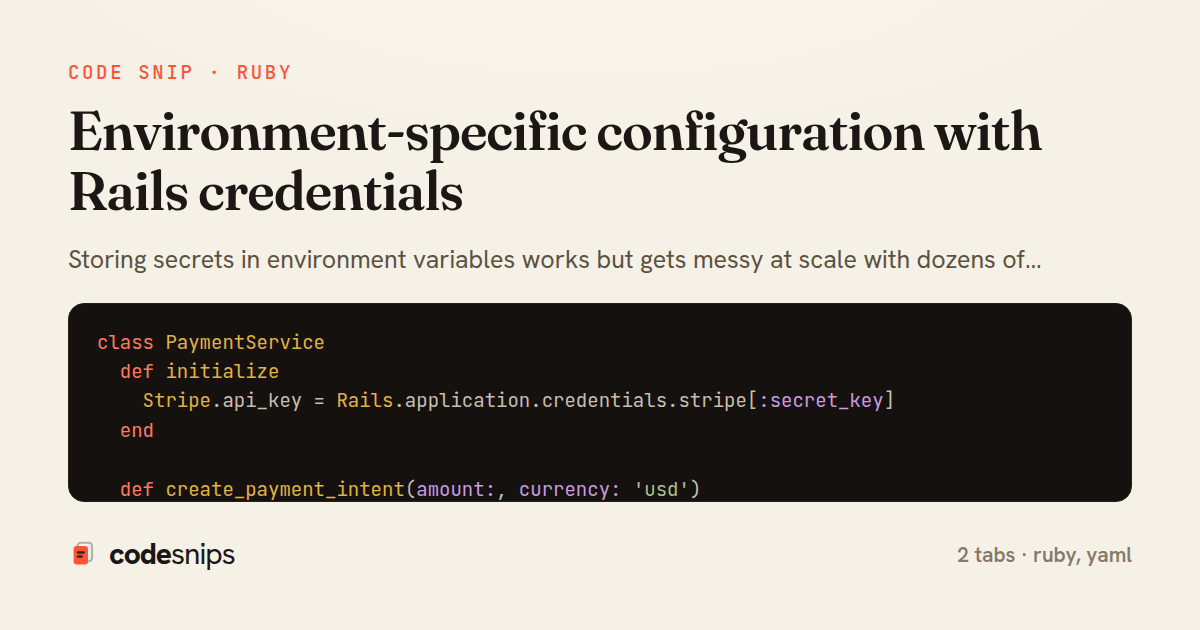 Environment-specific configuration with Rails credentials — share card