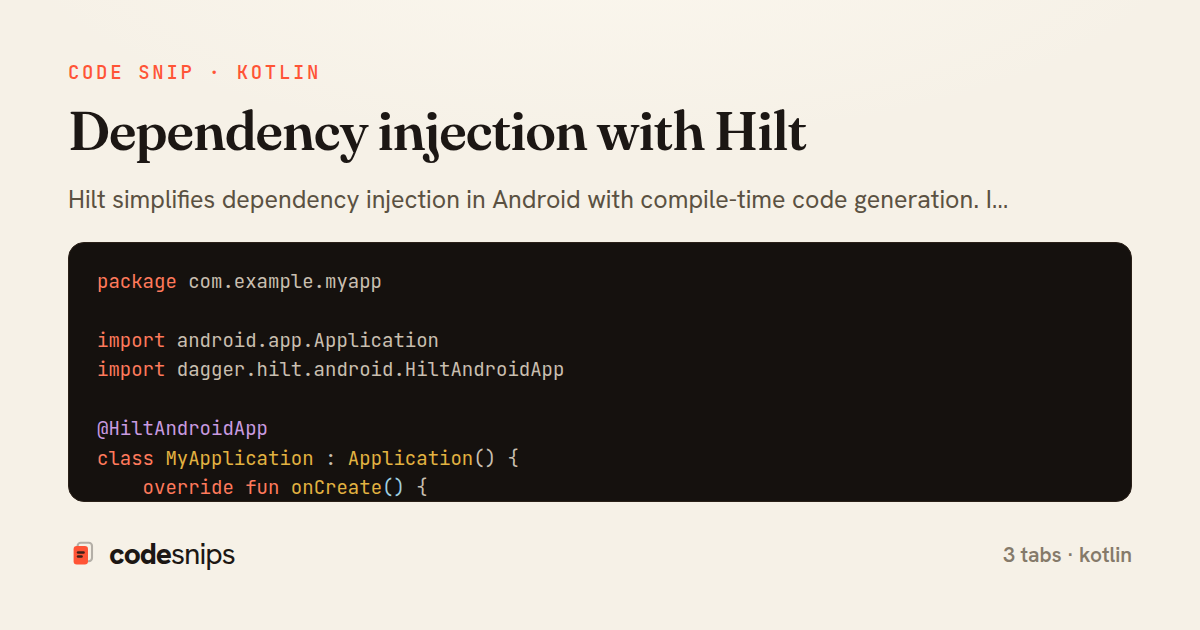 Dependency injection with Hilt — share card
