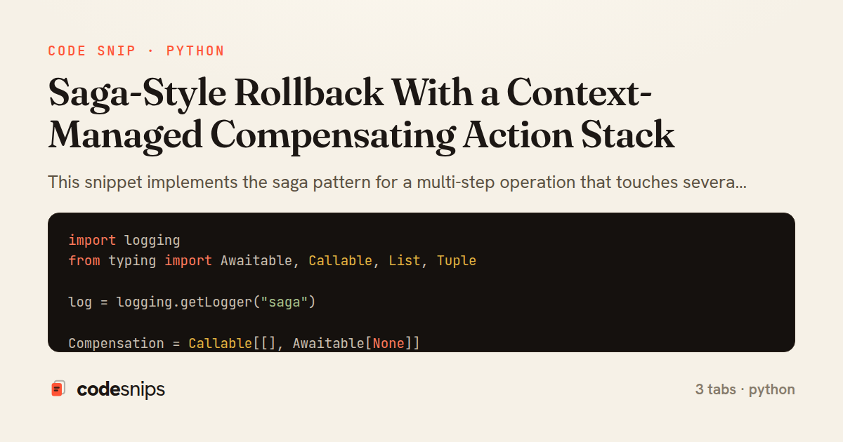 Saga-Style Rollback With a Context-Managed Compensating Action Stack — share card