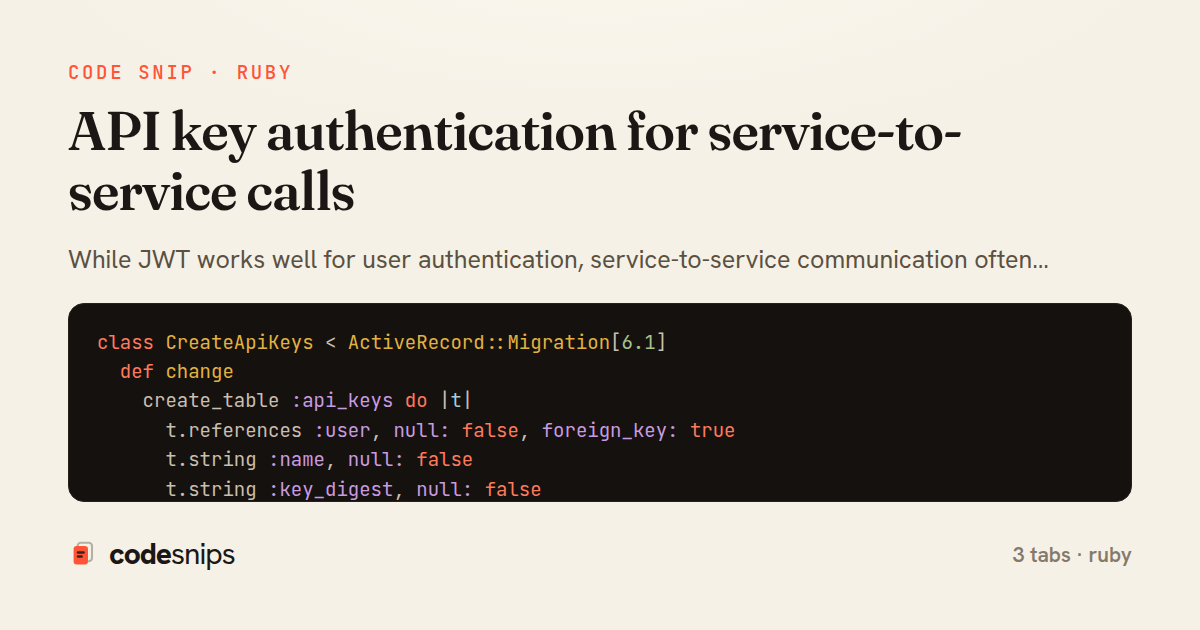 API key authentication for service-to-service calls — share card