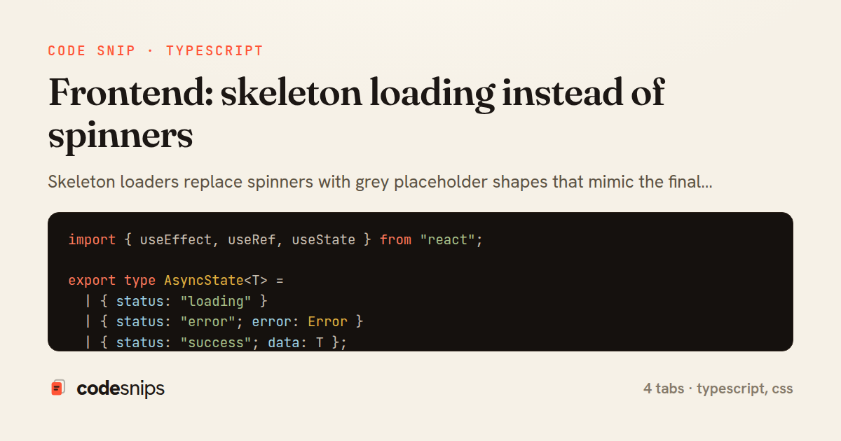 Frontend: skeleton loading instead of spinners — share card