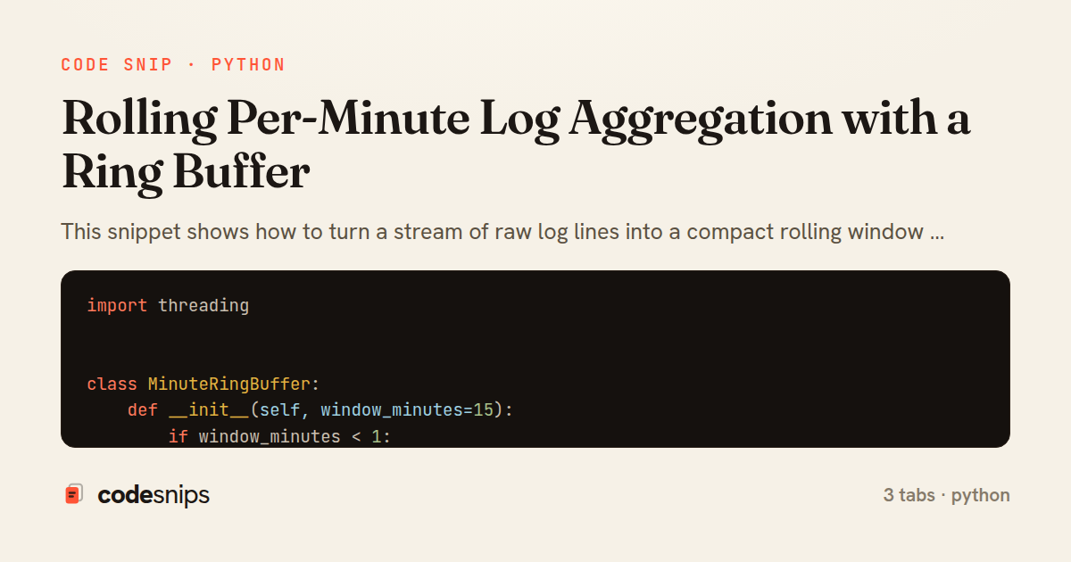 Rolling Per-Minute Log Aggregation with a Ring Buffer — share card