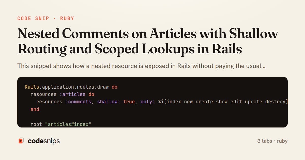 Nested Comments on Articles with Shallow Routing and Scoped Lookups in Rails — share card