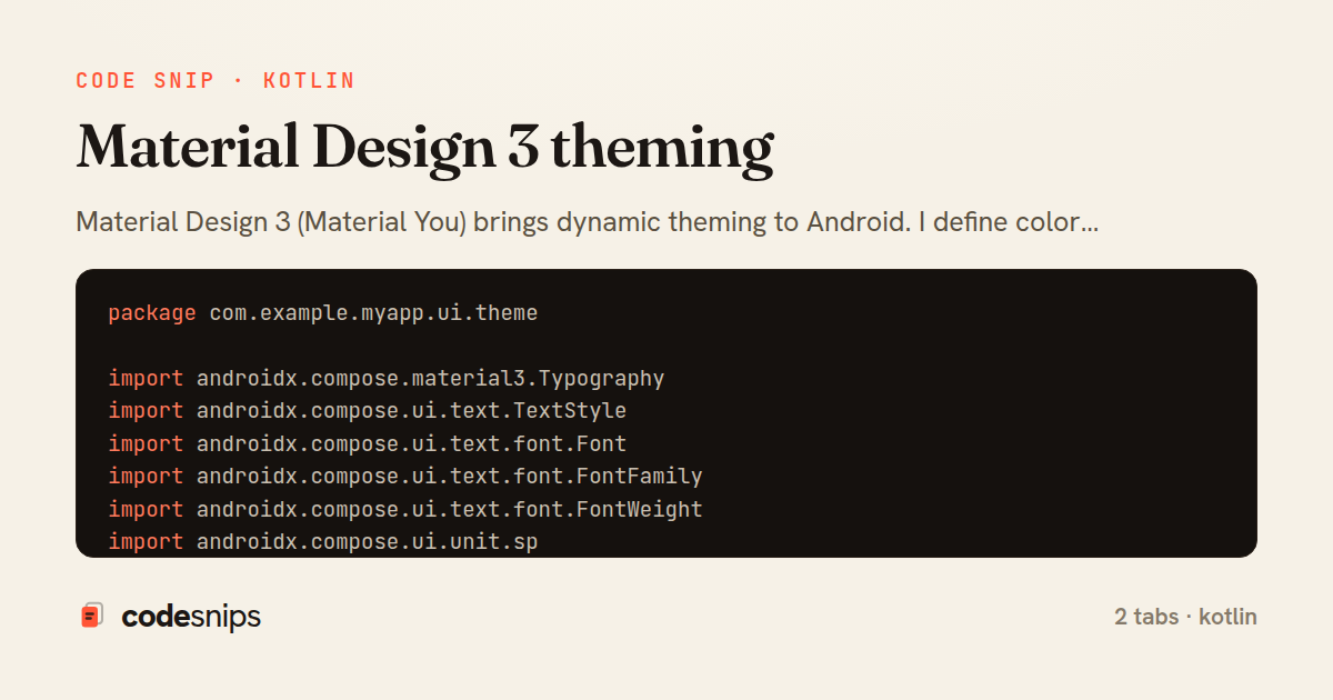 Material Design 3 theming — share card